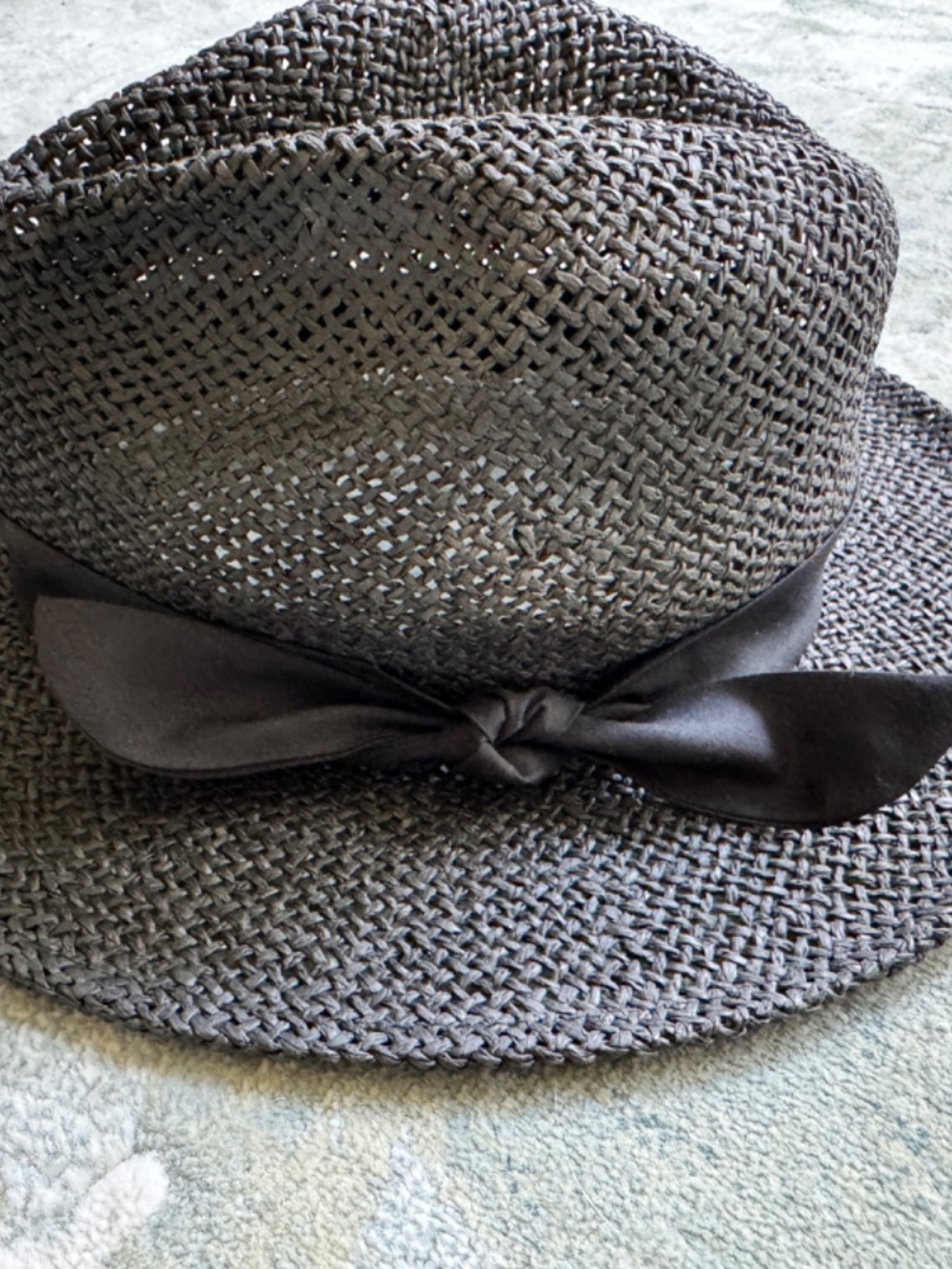 LOFT Black Straw Fedora Hat - Picture 2 of 4
